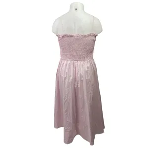 Glamorous Pink Sleeveless Smocked Ruffle Cami Camisole Midi A-Line Tank Dress 14 thumbnail 3