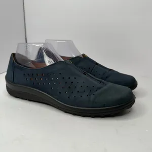 Hotter Thrill Navy Nubuck Leather Perforated Slip-On Comfort Shoes Sz 8.5 thumbnail 11