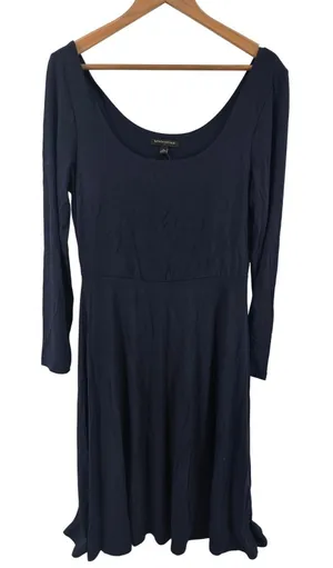 Banana Republic Dress Womens Large Fit & Flare Navy Blue Long Sleeve NEW thumbnail 1