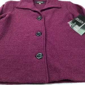 Kasper 100% Wool Front Button Sweater Jacket Blazer Magenta Small New with tag thumbnail 5