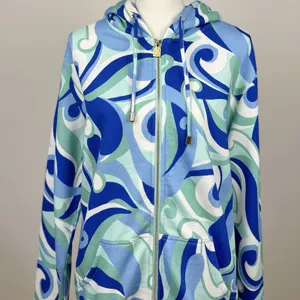 Hill House Allie Zip Up Sweatshirt Hoodie Kaleidoscopic Beach Blue Fleece S NWT thumbnail 6