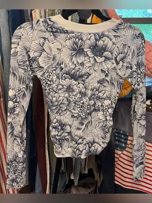 NWOT Free People FP Movement Tempo Ruched Printed Long Sleeve - navy floral - S thumbnail 7