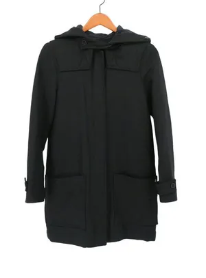 Lacoste Black Hooded Wool Blend Trench Coat Quilted Jacket 36 US 4 thumbnail 1