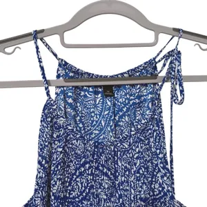 Ann‎ Taylor Tank Top Blue Paisley Boho Pleated Halter Neck Women Medium thumbnail 2