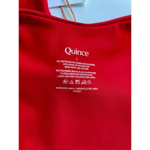 Quince Italian High-Leg Ring Bikini Bottom Swim Cherry Red Size Large NEW thumbnail 5