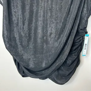 Alice + Olivia‎ Black Shimmery Short Sleeve Draped Ruched Top Size XS NWT thumbnail 7