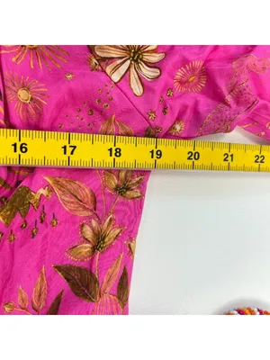 NWT Farm Rio x Anthropologie Beaded Belt Puff Sleeve Pink Mini Dress Sz SP thumbnail 12