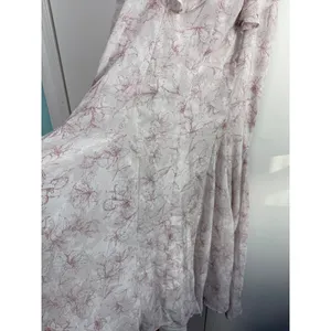 Storia Ruffle Floral Maxi Dress Cream Burgundy V-Neck Mermaid Gown Wedding Guest thumbnail 7