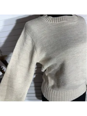 Vintage 90s sweater light beige preppy lightweight granola girl USA academia S thumbnail 2