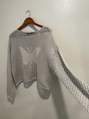 Beige butterfly bohemian crochet sweater Gray Size M thumbnail 3