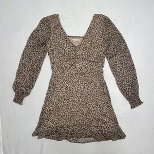 Womens ABERCROMBIE AND FITCH Leopard Cheetah Long Sleeve Mini Dress size Small thumbnail 2