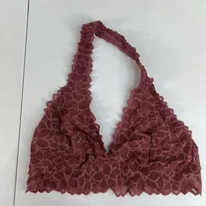 PINK Victoria's Secret L Large‎ Bra Lace Bralette Halter Wireless Mauve Pink thumbnail 3
