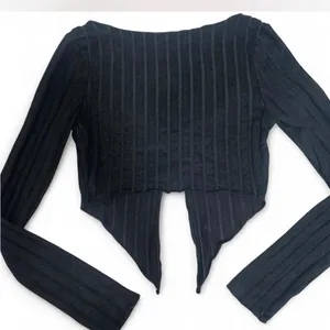 SheIn Black Ribbed Long Sleeve Top thumbnail 3
