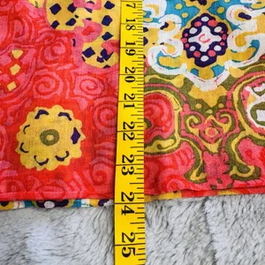 J. Crew Boho Printed Blouse Size 6 Multicolor Cotton Ramie Pleated‎ Keyhole Neck thumbnail 8