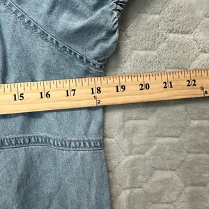 Madewell Puff Sleeve Babydoll Denim Mini Dress Blue Size 14 Western Prairie‎ thumbnail 6