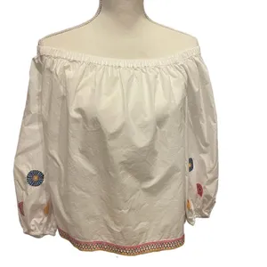 NWT Madewell Women’s Embroidered Off the Shoulder Top White Long Balloon Sleeve thumbnail 9