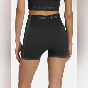 NWOT Outdoor Voices 4" Logo Seamless Shorts Small Green Biker Active Stretch thumbnail 2