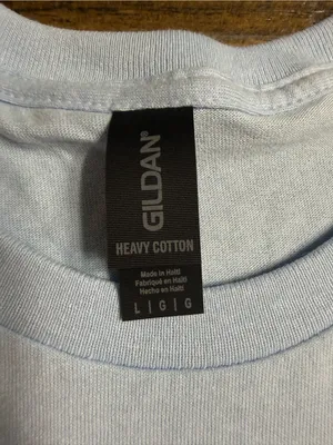 Gildan Light Blue Short-Sleeve Tee with Orange Smiley and Faith Graphic on back thumbnail 2
