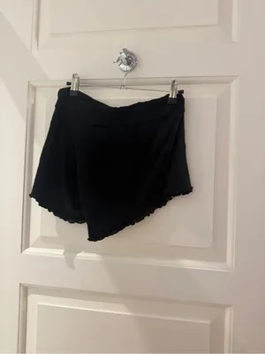 Women’s Black Shorts with Ruffle Hem and Drawstring thumbnail 2