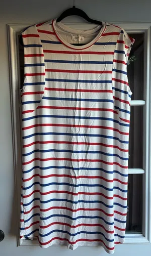 Maurices Sleeveless Striped dress- White, Red & Blue thumbnail 1