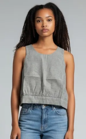 ACHRO NWT Gray Pinstripe Sleeveless Women's Top thumbnail 1