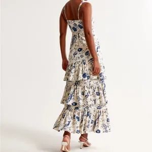 Abercrombie Drama Ruffle Tiered Maxi Dress Size Large Petite thumbnail 2