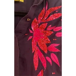 Maeve Anthropologie purple sequin cropped blouse 2 thumbnail 4