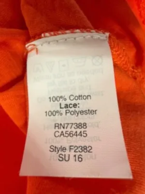 NWT J. Crew Lace Panel Orange Tank Top Sz M thumbnail 5