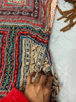 Uncle Frank by Anthropologie Geometric Embroidered dress with Red&Teal Accentst thumbnail 6