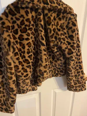 Leopard Print Fur Coat Multi thumbnail 3