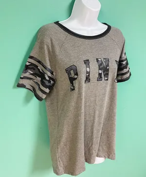 Victoria's Secret PINK Gray Camo Short Sleeve Tee thumbnail 2