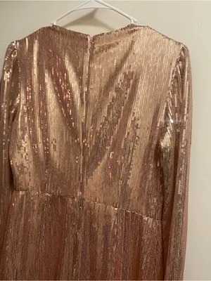 Rachel Parcell Womens Midi Dress S Small Rose Gold Pink Sequins Allover Formal thumbnail 6