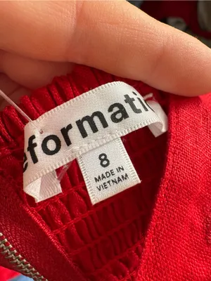 Reformation Red Santana Linen Two Piece Set Womens 8 Midi Skirt Corset Top thumbnail 13