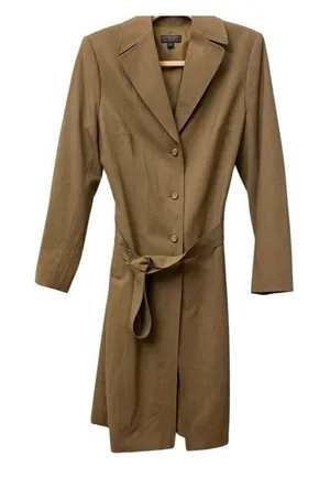Classiques Entier Nordstrom Wool Lightweight LengthTrench‎ Coat Dress Tan Size 6 thumbnail 1