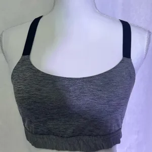 Under Armour Gray Heathered Sports Bra with Black Straps thumbnail 3