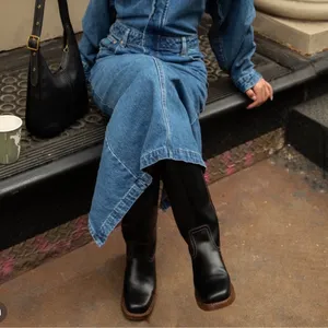 NWOB FRYE Anthropologie Frye Campus 14L Wide Calf Boots in Black Gatsby Leather thumbnail 2