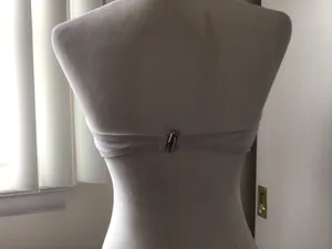 Brazilian Strapless Bandeau White Bikini Top- Sz Med- Nwt thumbnail 3