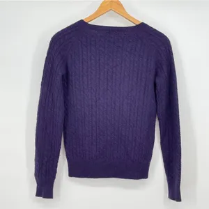 Ann Taylor Purple Cable Knit V Neck 100% Cashmere‎ Sweater Size M Luxury Preppy thumbnail 2