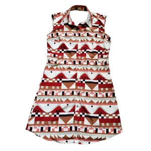 Viva Vena! Dress Women Size XS Geometric Halter Short Sleeve Open Back Collared thumbnail 2