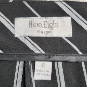 Nine.Eight Womens Pant Size 6 Black White Striped Belted Cropped Career Business thumbnail 2