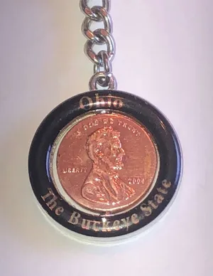 Vintage Ohio The Buckeye State Penny Keychain thumbnail 1
