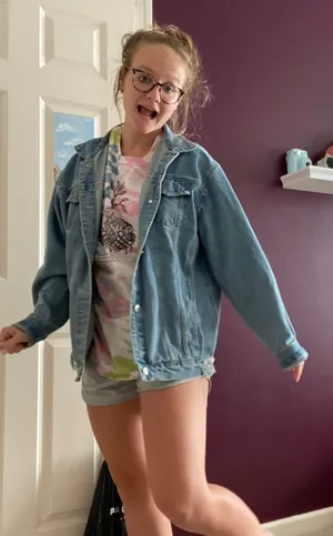 unique hand painted abstract jean jacket Multiple Size L thumbnail 3