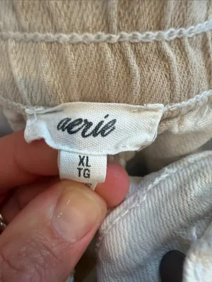 aerie Daydream White/TanTie-Dye Distressed Denim Shorts Size XL - C45-060 thumbnail 2