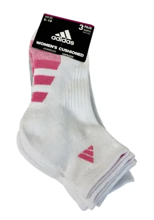 Adidas 3 Pair Quarter Womens Cushioned Socks AeroReady Compression NWT Sz 5-10 thumbnail 1