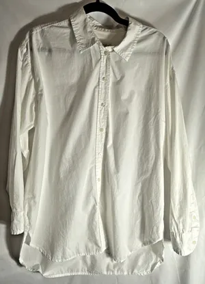 Universal Threads Button Up Shirt Woman Large White Cotton Long Sleeve Collared thumbnail 1