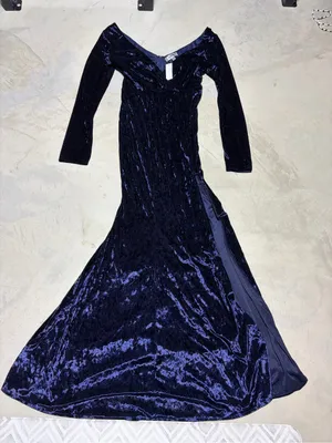 Maniju Baltic born NWT crushed Velvet Long-Sleeve V-Neck Dress Medium thumbnail 1