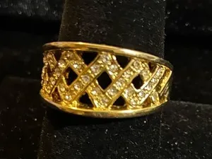 Elegant Gold Ring with Clear Accents size 9 thumbnail 1