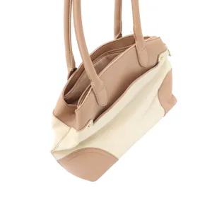 Bueno Two Tone Cream Tan Pebbled Faux Leather Shoulder Bag Gold Hardware thumbnail 7