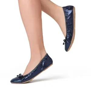 Talaria Foldable Ballet Flats Navy Branded Pouch Travel Wedding Shoes Sparkle 8 thumbnail 4