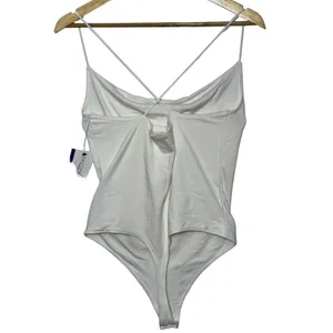 NEW Abercrombie & Fitch Soft AF Drapey White Sleeveless Tank Bodysuit Top Size M thumbnail 2